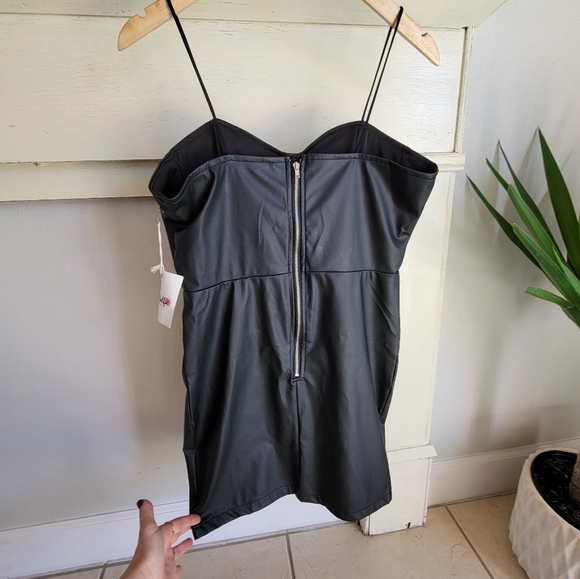NWT MISS SELFIS Faux Leather Corset Top Mini Dress - Picture 3 of 10